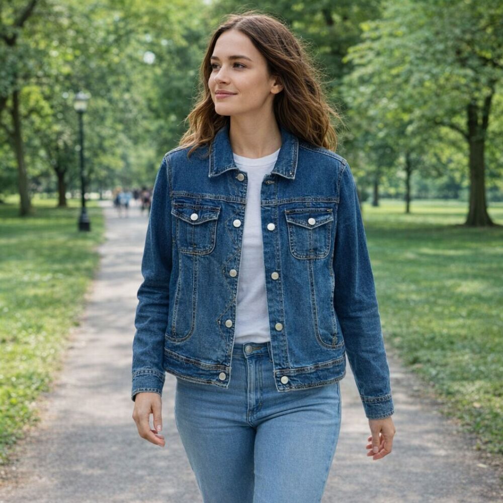Martha Stewart Women's Denim Jacket Fully Lined SZ L NEW